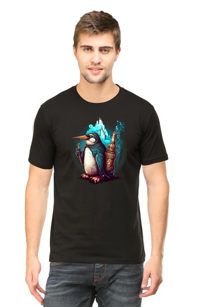 Enchanting Penguin Tee: Intricately Illustrated with a Touch of Magic
