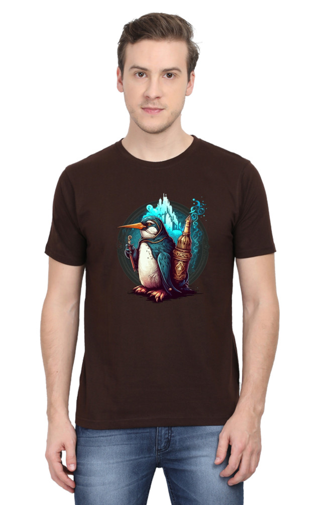 Enchanting Penguin Tee: Intricately Illustrated with a Touch of Magic