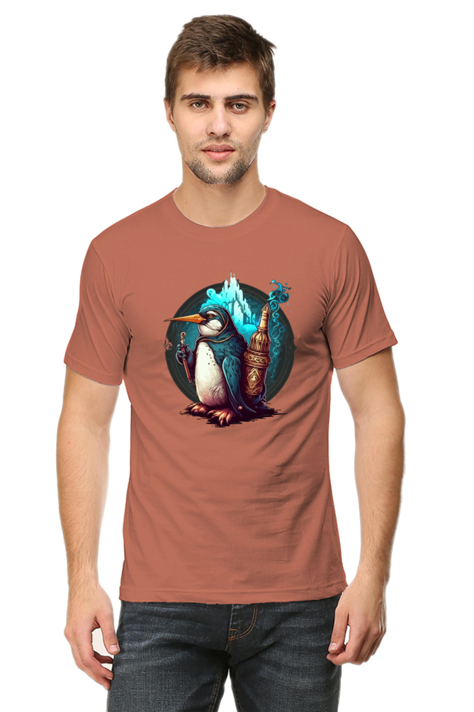 Enchanting Penguin Tee: Intricately Illustrated with a Touch of Magic