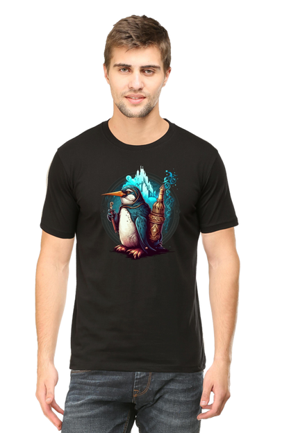 Enchanting Penguin Tee: Intricately Illustrated with a Touch of Magic
