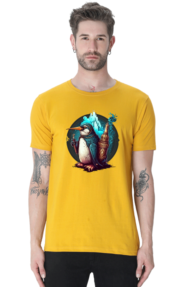 Enchanting Penguin Tee: Intricately Illustrated with a Touch of Magic