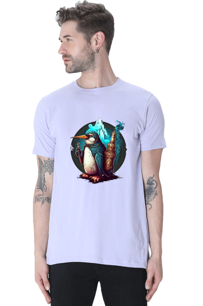 Enchanting Penguin Tee: Intricately Illustrated with a Touch of Magic