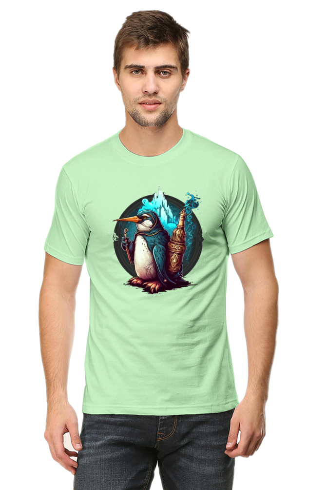 Enchanting Penguin Tee: Intricately Illustrated with a Touch of Magic