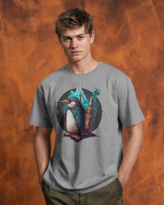 Enchanting Penguin Tee: Intricately Illustrated with a Touch of Magic